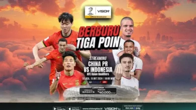 China vs Indonesia, Akses Link Streamingnya pada Vision+