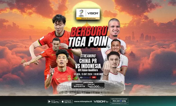 China vs Indonesia, Akses Link Streamingnya pada Vision+
