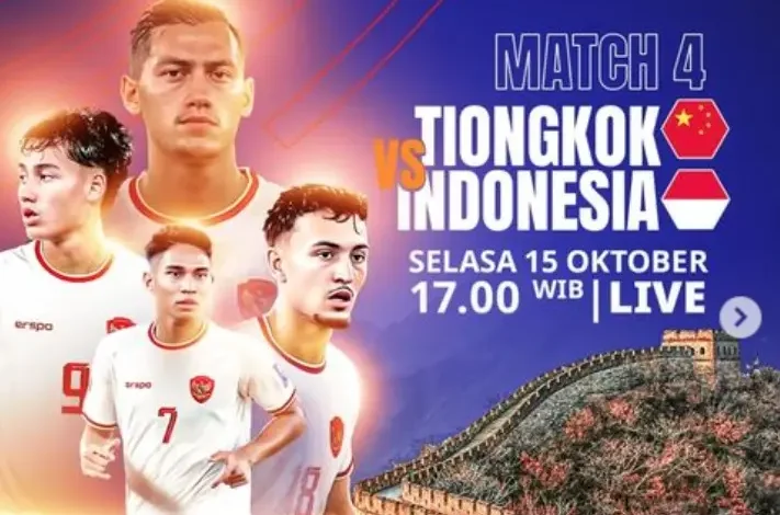 Jadwal China vs Timnas Indonesia: Asa Garuda Melewati Piala Global 2026