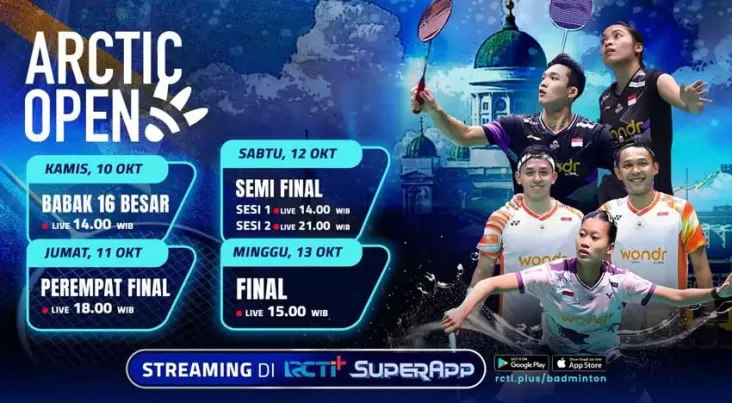 Jadwal Live Streaming Kejuaraan Badminton, Arctic Open 2024 di tempat tempat RCTI+ SuperApp