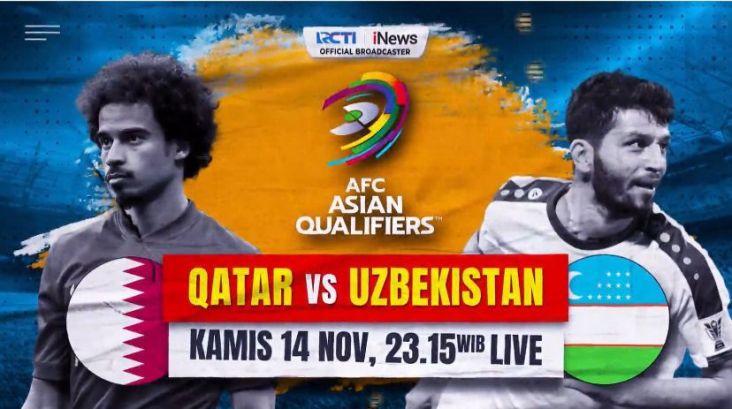 Qatar vs Uzbekistan pada Kualifikasi Piala Planet 2026, Besok Jam 23.15 Waktu Indonesia Barat Live pada iNews