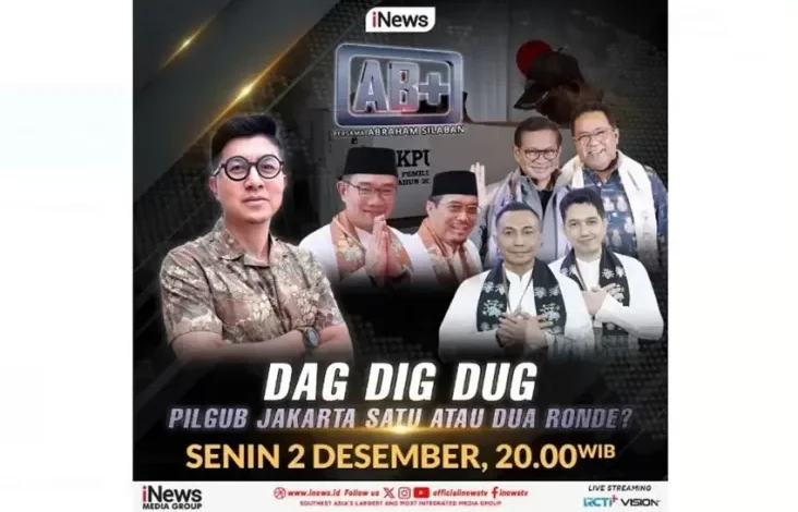 Saksikan Waktu petang Hal ini pada AB+ DAG DIG DUG PILGUB JAKARTA SATU ATAU DUA RONDE? dengan Abraham Silaban, Jam 20.00 WIB, belaka sekali di area pada iNews