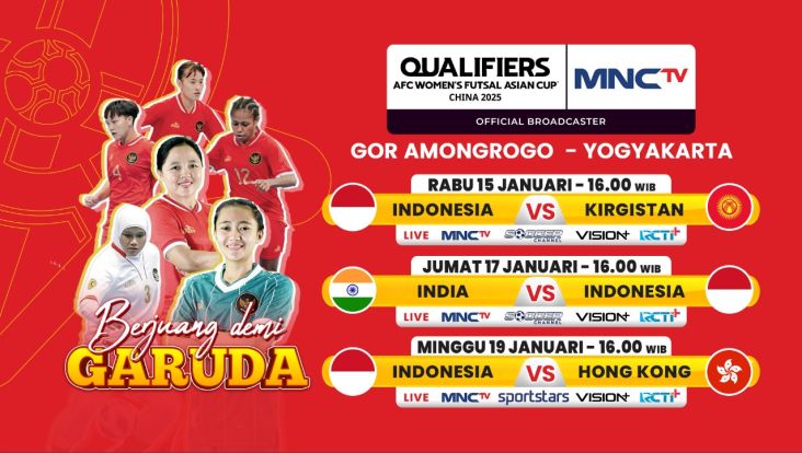 Dukung Perjuangan Garuda Pertiwi di dalam di Ajang Asian Womens Futsal Asian Cup Qualifiers 2025 pada MNCTV