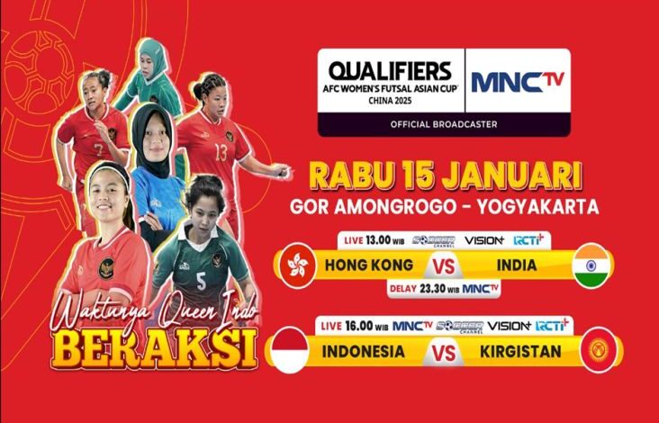 Jadwal Timnas Futsal Putri Indonesia di area tempat Kualifikasi Piala Asia 2025, Live pada MNCTV