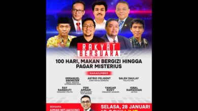 Saksikan Waktu senja Hal ini adalah Rakyat Bersuara 100 Hari, Makan Bergizi hingga Pagar Misterius Bersama Aiman Witjaksono, Immanuel Ebenezer, Ray Rangkuti, juga Narasumber Lainnya, Live Hanya dalam tempat iNews