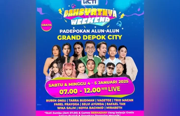 Trio Macan sampai Farel Prayoga Akan Seru-seruan Bareng Warga Depok pada Dahsyatnya Weekend Edisi Padepokan Alun-alun Depok