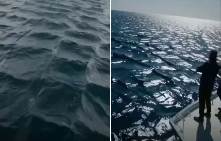 Fenomena Gelombang Ombak Laut Berbentuk Kotak Terjalin di area tempat Turki