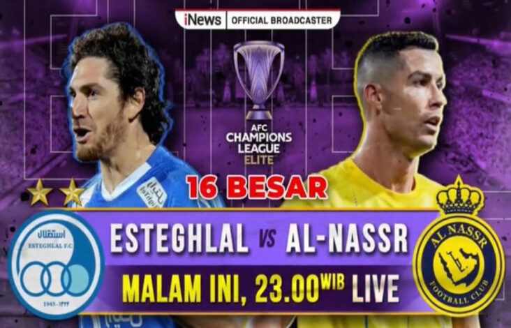 Live di dalam di iNews: Babak 16 Besar AFC Champion League Elite, Esteghlal vs Al-Nassr